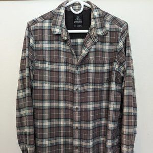 Prana Long-Sleeve Button-up Men's Medium, Grey Plaid